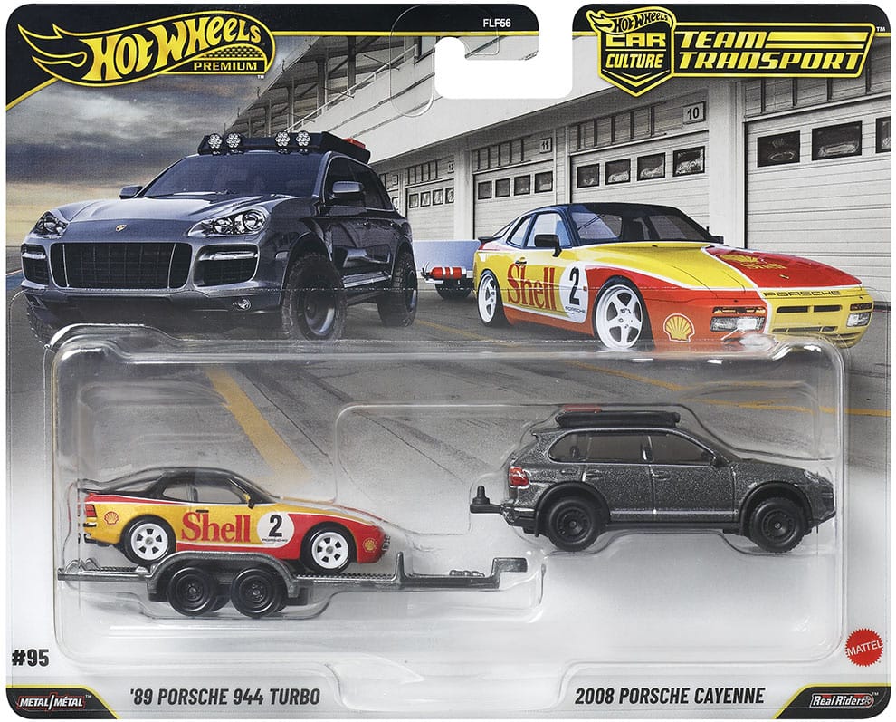 Hot Wheels 2026 Car Culture: Team Transport - '89 Porsche 944 Turbo & 2008 Porsche Cayenne & HW Rally Trailer