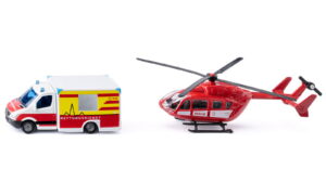 Siku Mercedes-Benz kiirabiauto ja helikopter