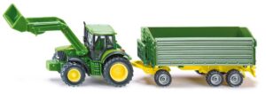 Siku John Deere traktor esilaaduri ja haagisega