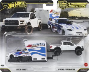 Hot Wheels 2026 Car Culture: Team Transport - Rob'n Pinks & '17 Ford F-150 Raptor & Open Trailer